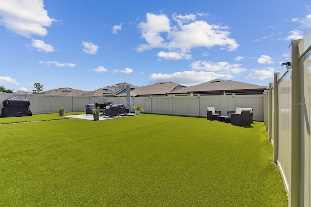 view of yard featuring a patio and an outdoor living space