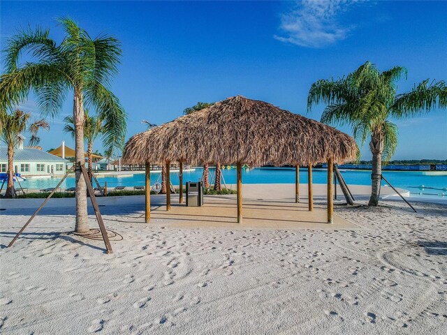 view of nearby features featuring a water view and a gazebo