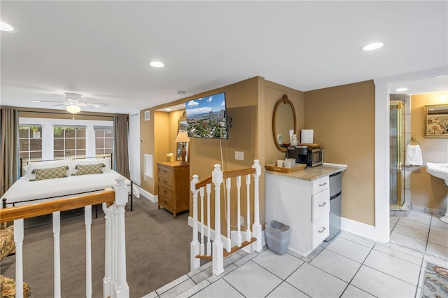 interior space with light tile patterned floors