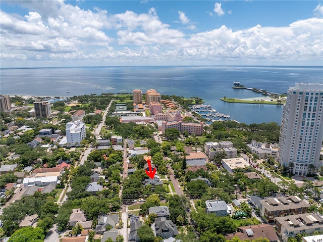 bird's eye view featuring a water view