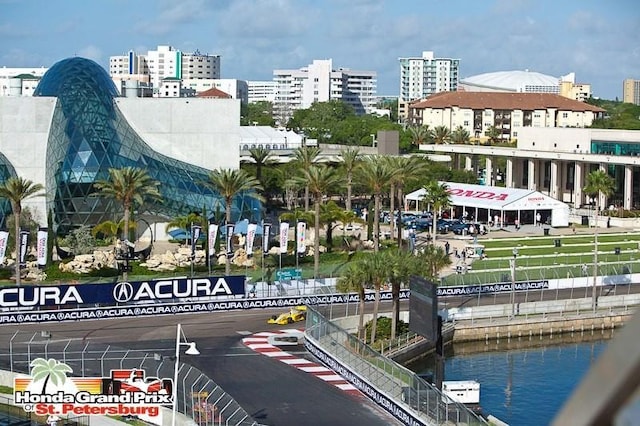 view of building exterior featuring a water view