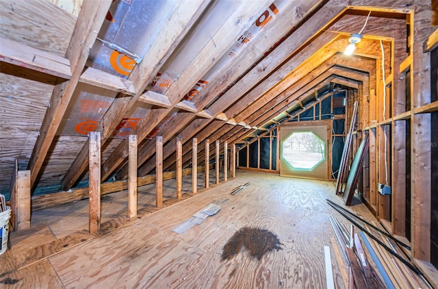 view of unfinished attic