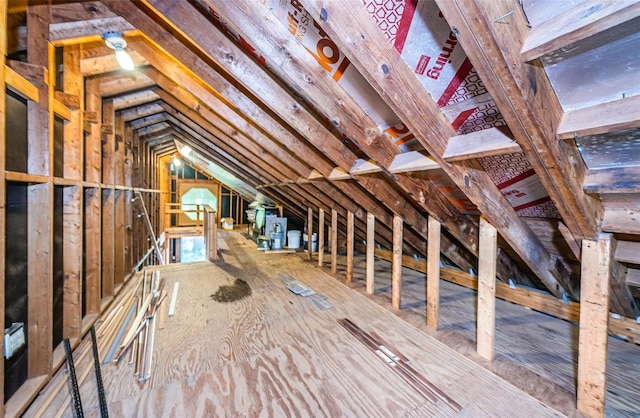 view of unfinished attic