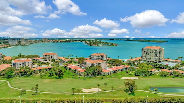 bird's eye view featuring a water view