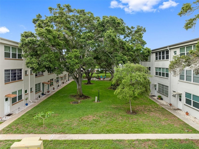 view of property's community with a yard