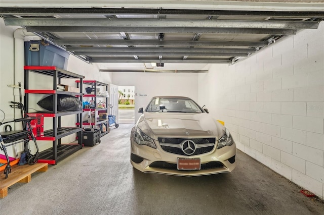 garage with a garage door opener