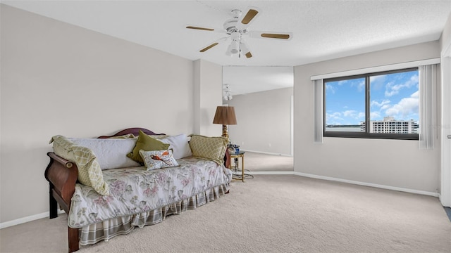 bedroom featuring carpet flooring and ceiling fan