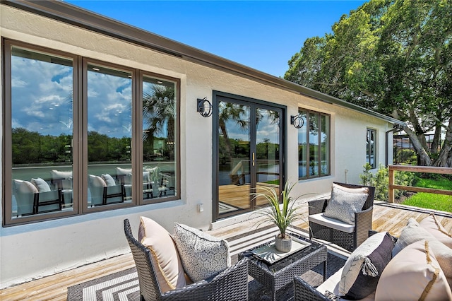 exterior space featuring a wooden deck