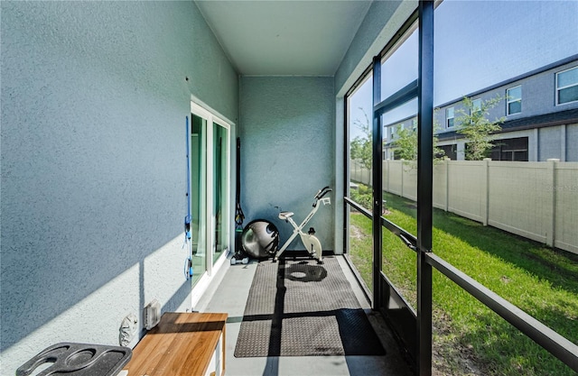 view of unfurnished sunroom