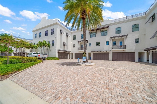 exterior space with a garage