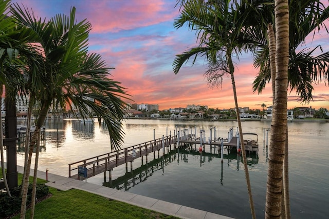 dock area featuring a water view