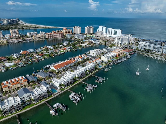 bird's eye view featuring a water view