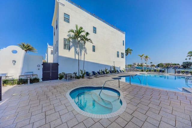 view of pool featuring a patio