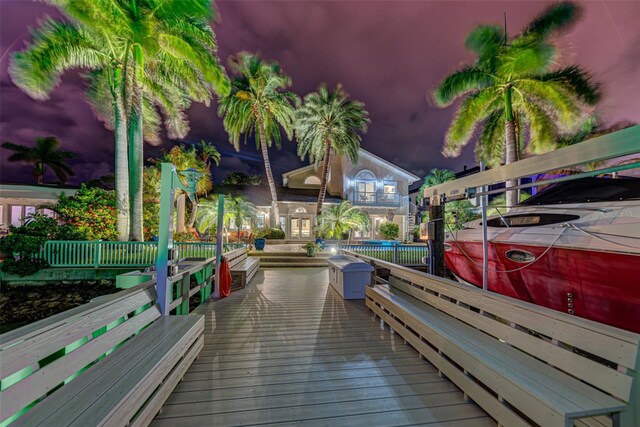 view of dock with a wooden deck