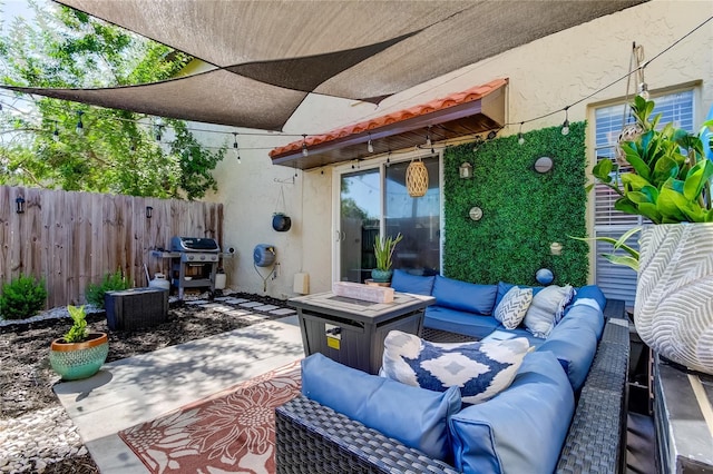 view of patio / terrace featuring outdoor lounge area and grilling area