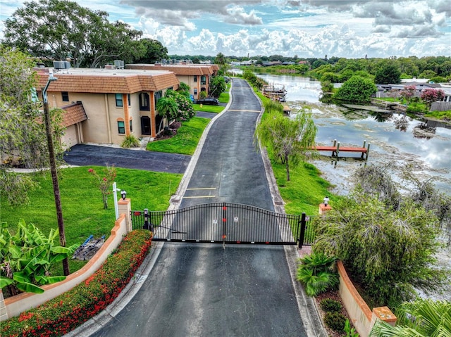 view of road featuring a water view