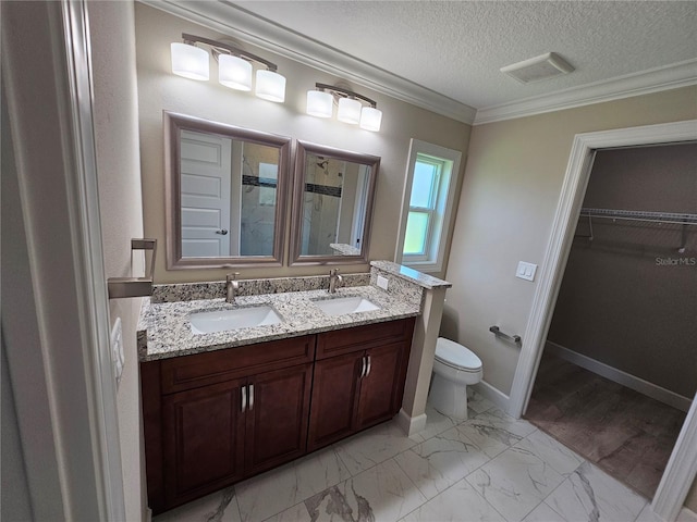 full bathroom featuring marble finish floor, a sink, and toilet