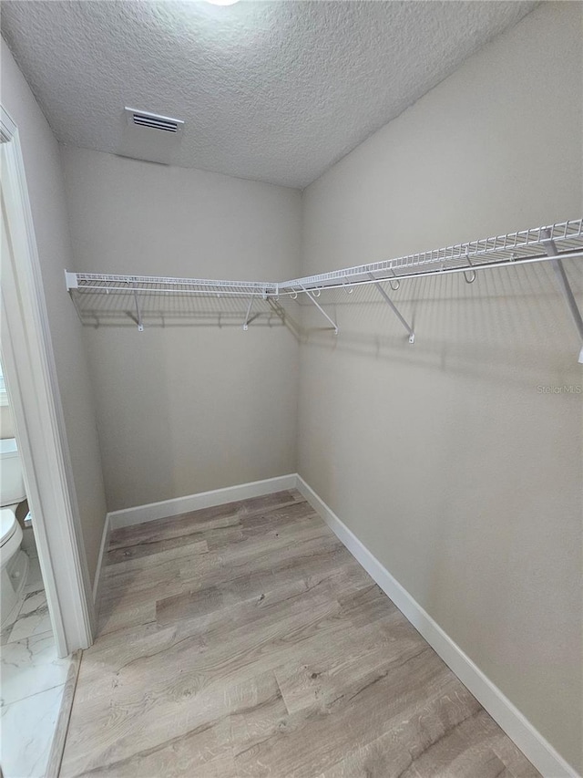 walk in closet featuring visible vents and light wood-style flooring