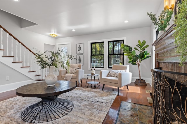 living room featuring wood-type flooring