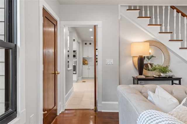 hall featuring dark hardwood / wood-style flooring