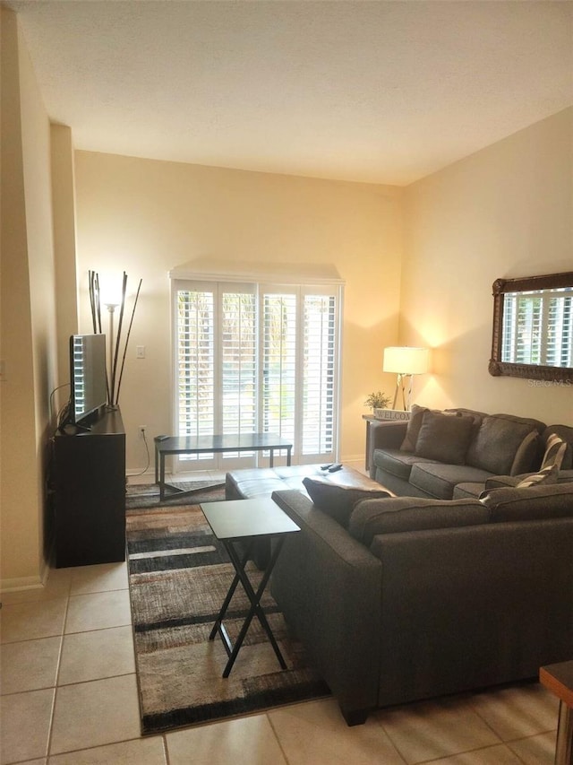 view of tiled living room