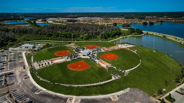 bird's eye view featuring a water view