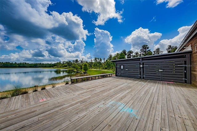 deck with a water view