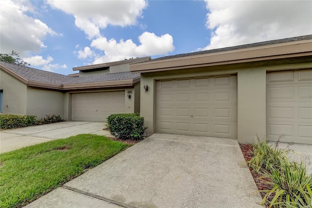 exterior space with a garage