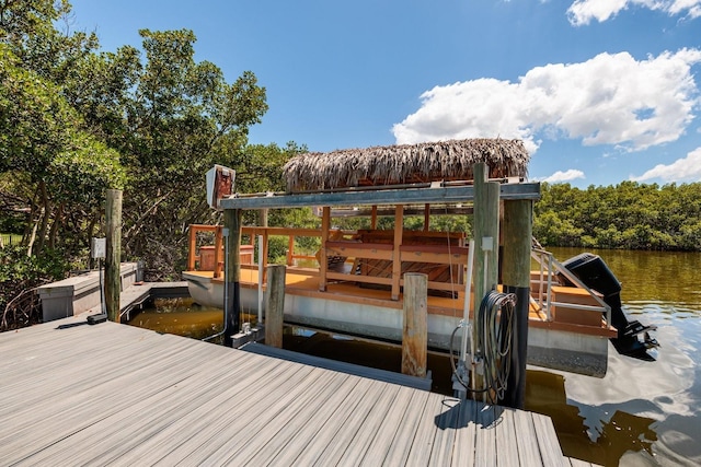 view of dock featuring a water view