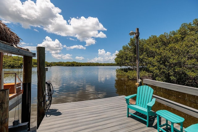 view of dock featuring a water view