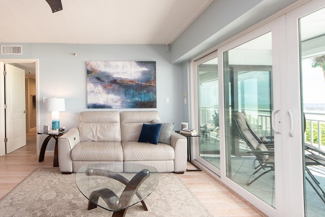 living room featuring light hardwood / wood-style floors