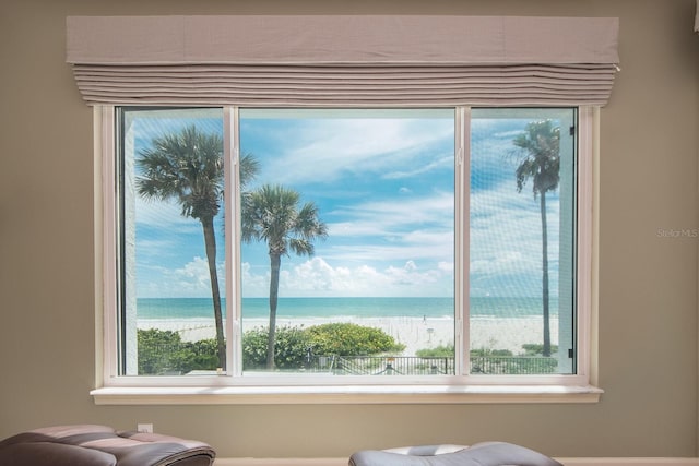 room details featuring a water view