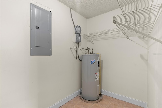 utility room with electric panel and electric water heater