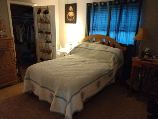 bedroom featuring carpet floors and a closet