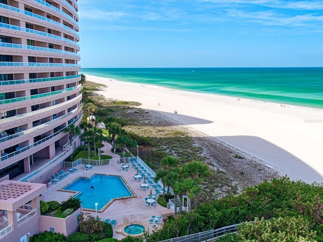 view of water feature with a view of the beach