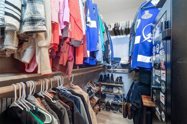 spacious closet with wood-type flooring