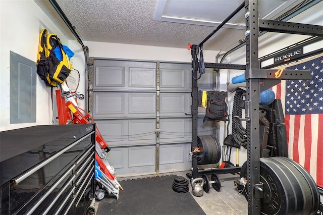 garage with electric panel