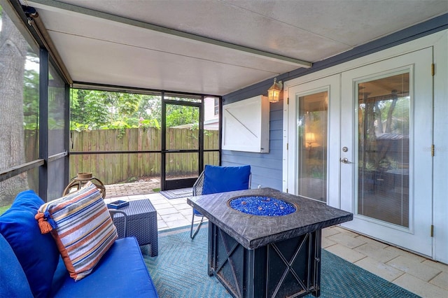 sunroom / solarium with french doors