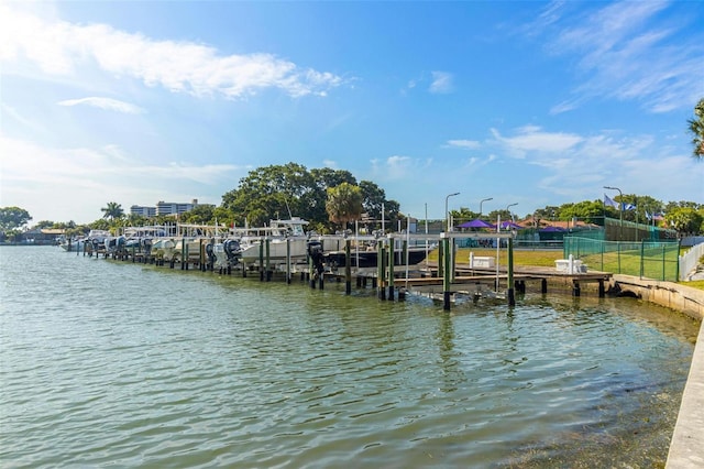 3128 59th St S Unit 214, Gulfport, FL 33707 - dock area featuring boat lift and a water view