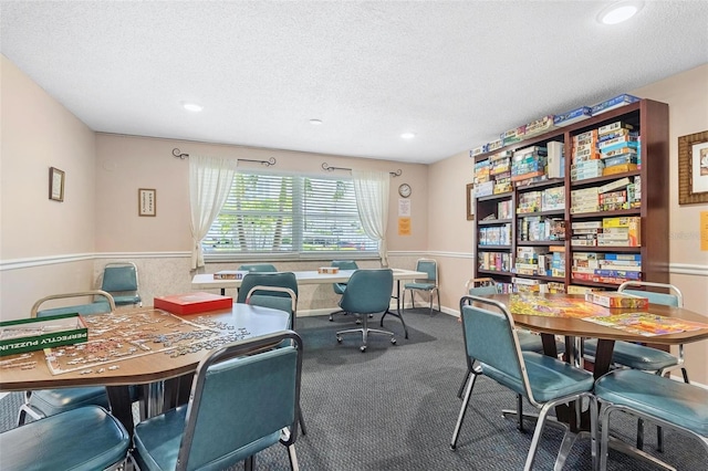 3128 59th St S Unit 214, Gulfport, FL 33707 - office area featuring carpet, a textured ceiling, and recessed lighting