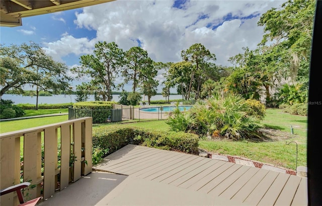 view of patio / terrace featuring a fenced in pool