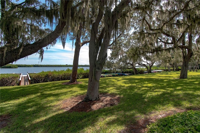 view of yard featuring a water view