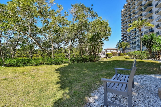 view of yard with a gazebo