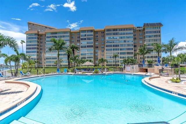 view of pool featuring a patio