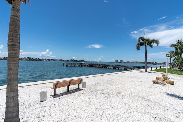 exterior space featuring a water view