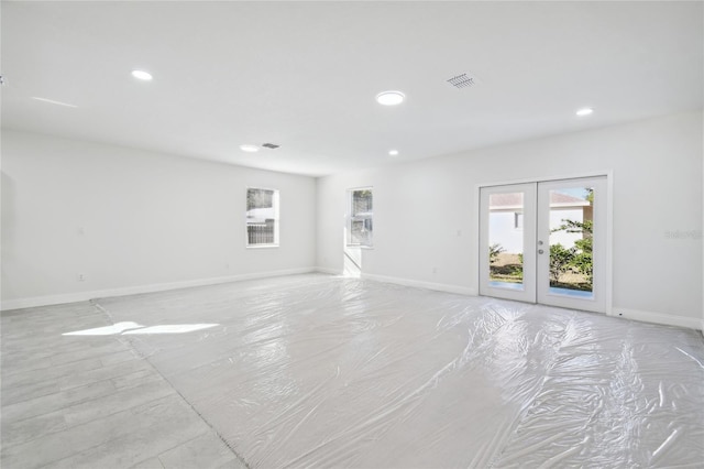 spare room with french doors