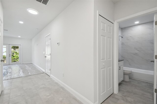 hallway with french doors