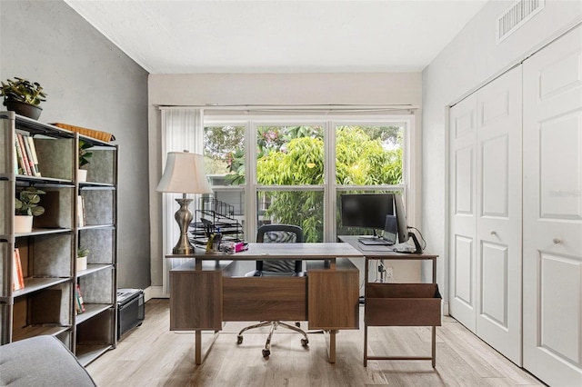 office featuring light wood-type flooring