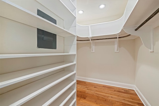 spacious closet featuring hardwood / wood-style floors