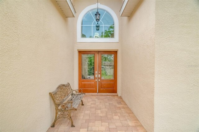 property entrance with french doors